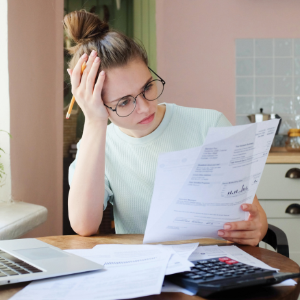 woman stressing over bills