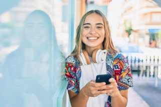 teen girl  holding phone