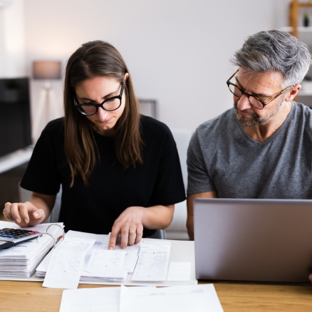 couple working on their taxes