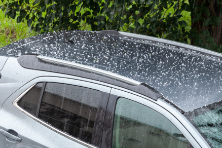 Car with hail damage. Wyoming Hail Damage WyHy