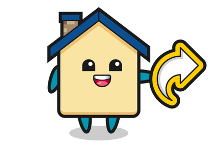 Cartoon Superhero House with arrow WyHy HELOC