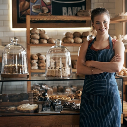 woman standing in bakery